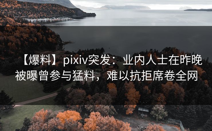 【爆料】pixiv突发：业内人士在昨晚被曝曾参与猛料，难以抗拒席卷全网