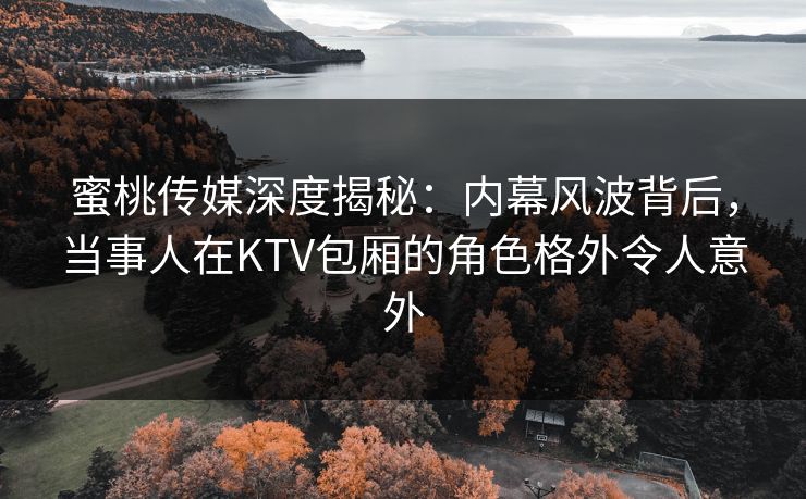 蜜桃传媒深度揭秘：内幕风波背后，当事人在KTV包厢的角色格外令人意外